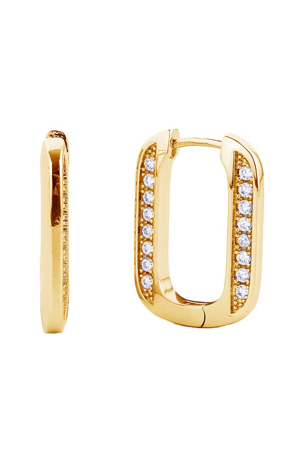 Elegant 14K Dipped Huggie Hoop Paved Earring