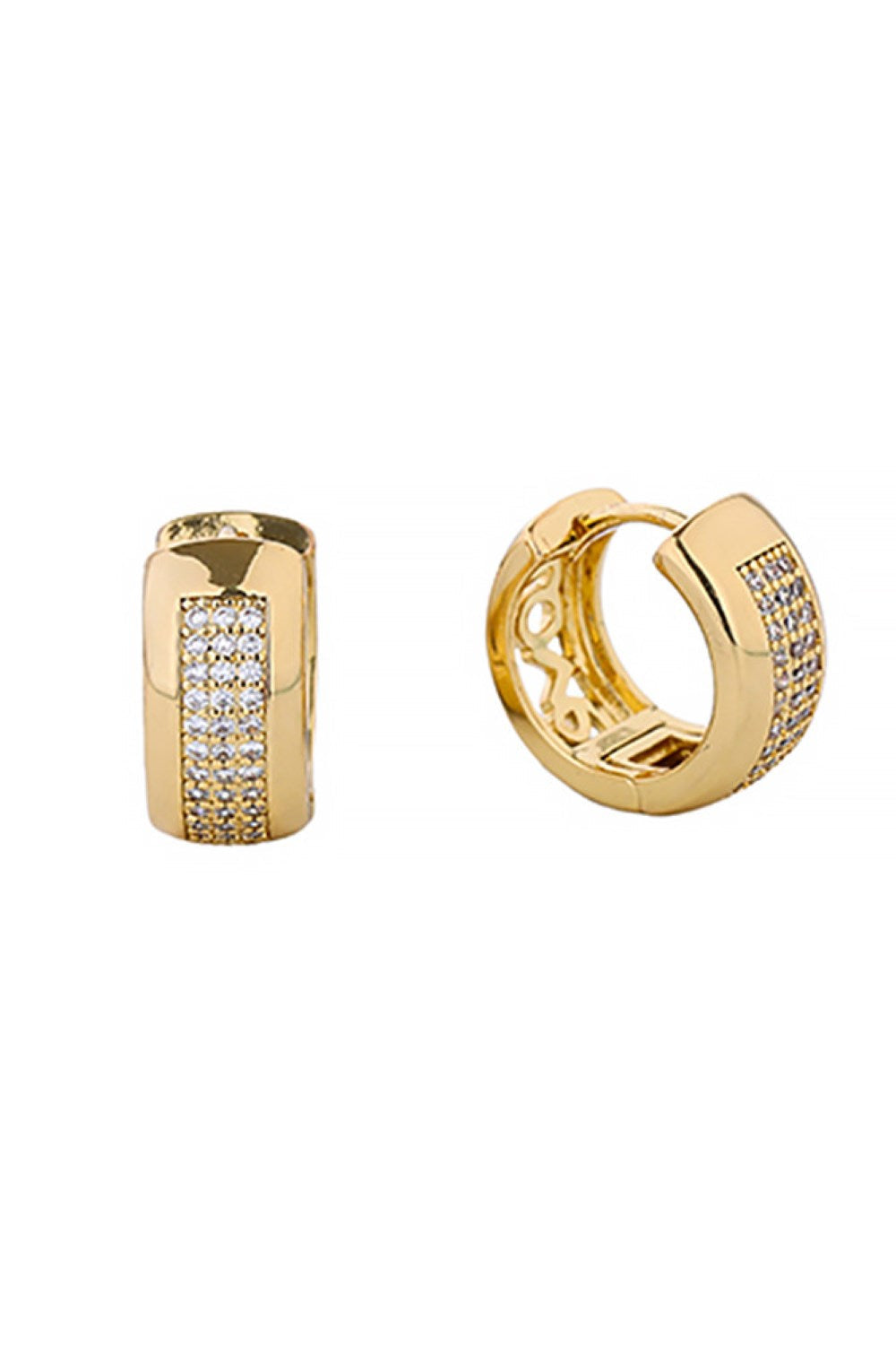 Luxury 14K Dipped Huggie Hoop Cz Paved Earring