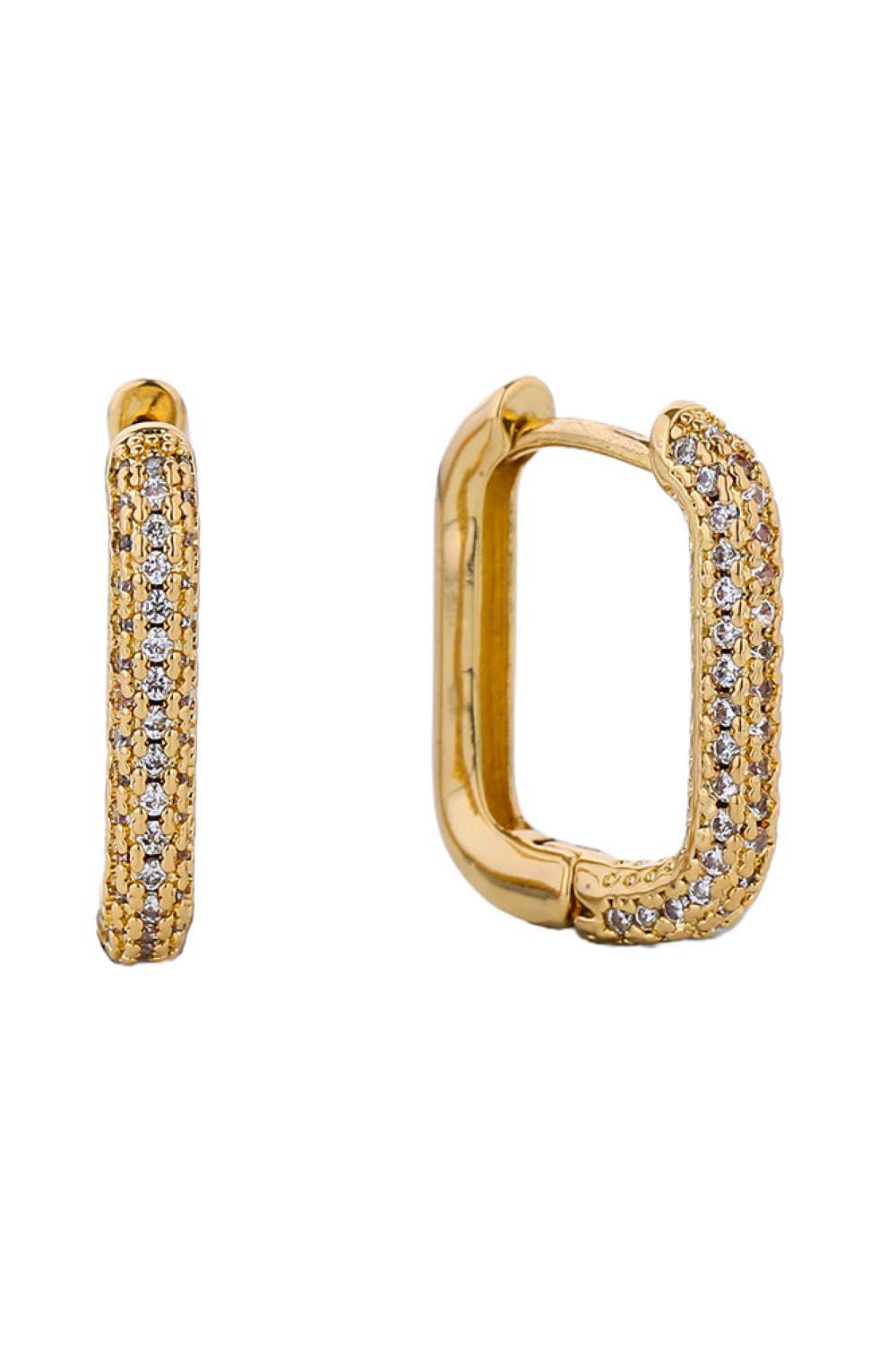 Stunning  14K Dipped Huggie Hoop Cz Paved