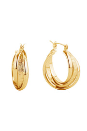 14K Dipped Pin Catch Hoop Earring
