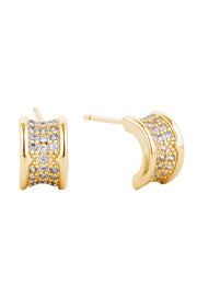 14K Dipped Post Cz Paved Earring