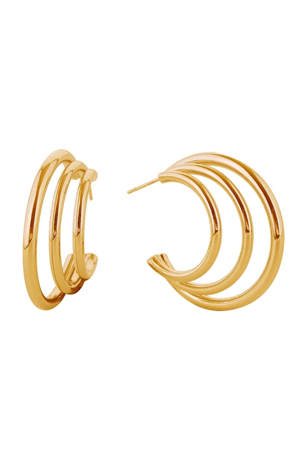 14K Disco Triple Hoop Earrings