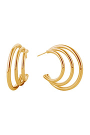 14K Disco Triple Hoop Earrings