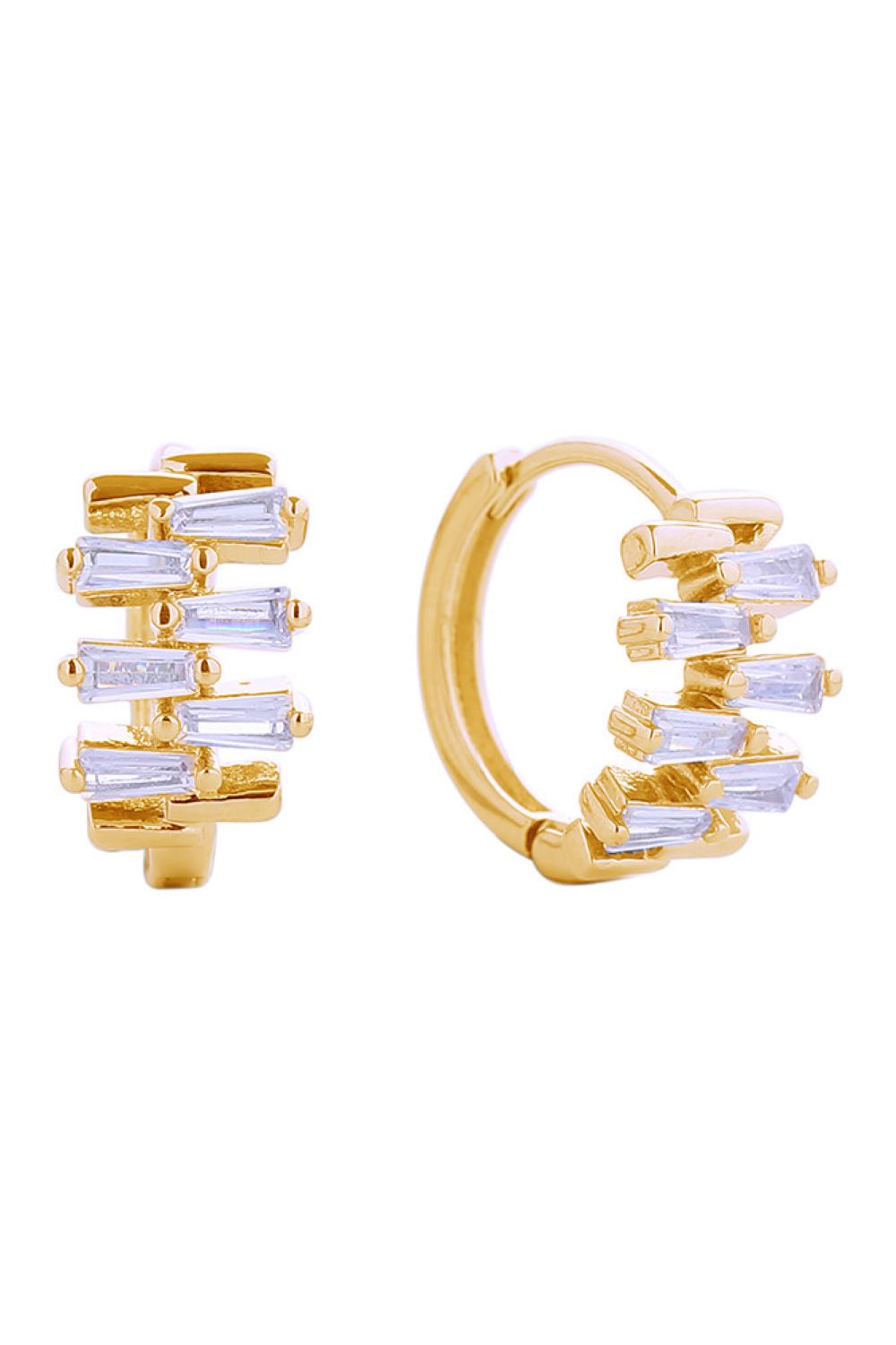14K Disorganized CZ Huggie Earrings