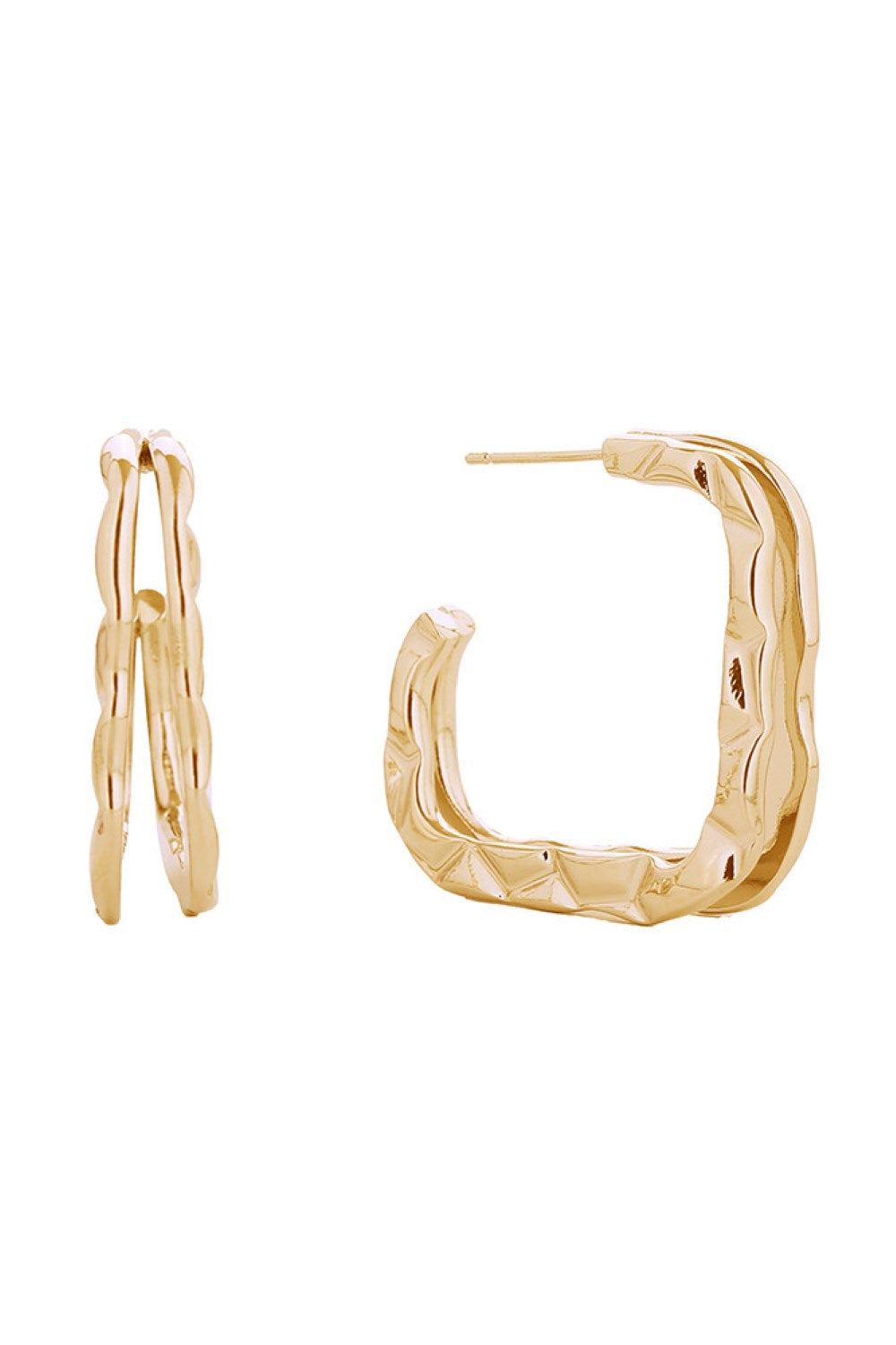 14K Double Crinkle Post Earrings