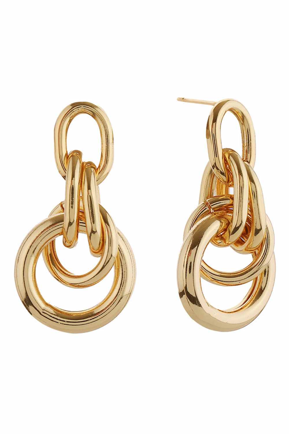 14K Double Door Knocker Post Earrings