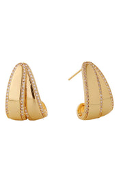 14K Double Layer C Hoop Earrings