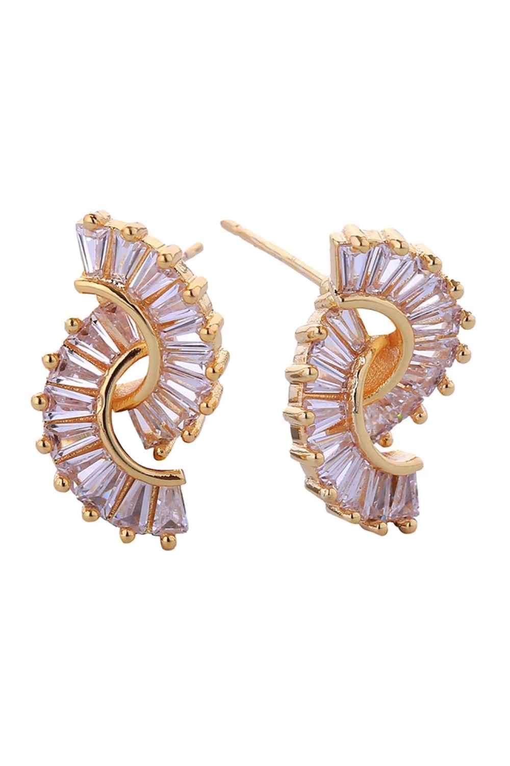 14K Double Swirl Pave CZ Post Earring
