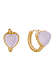 14K Dreamy Heart Huggie Earrings