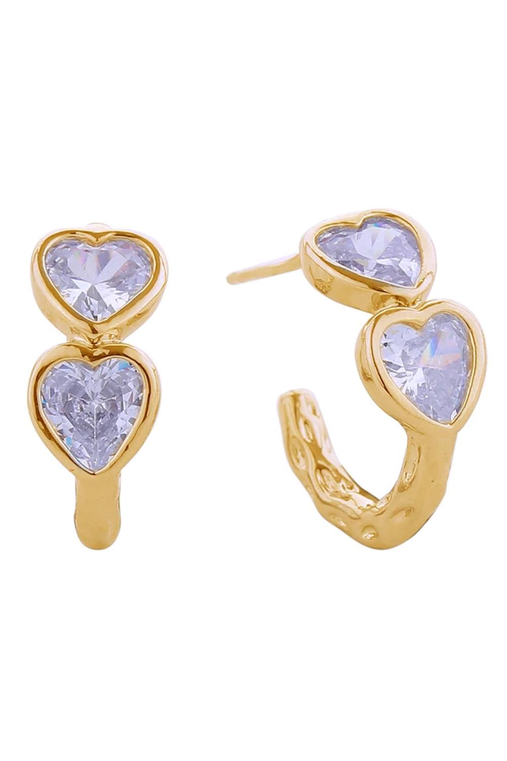 14K Duo Heart CZ Post Earring