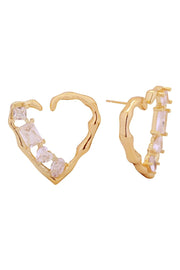 14K Embrace Heart Pave CZ Post Earring
