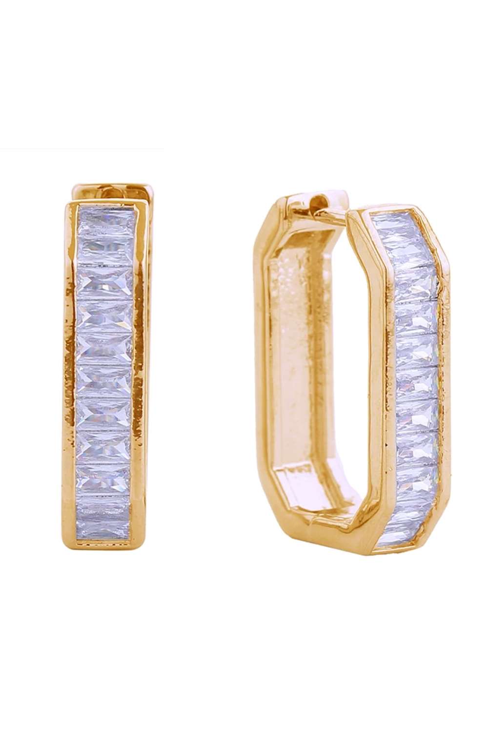 14K Emerald Pave CZ Huggie Earrings