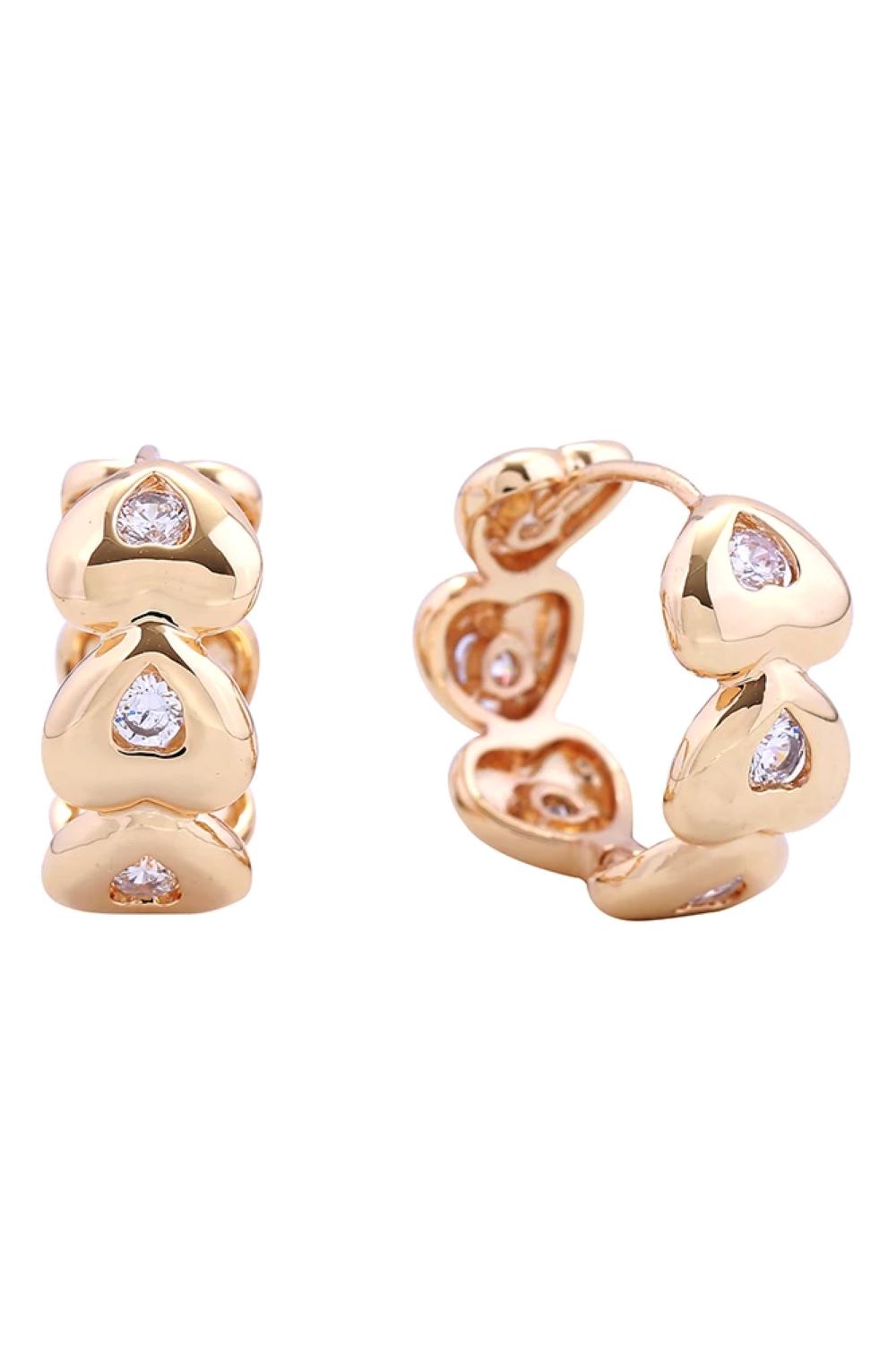 14K Eternity Heart CZ Huggie Earring