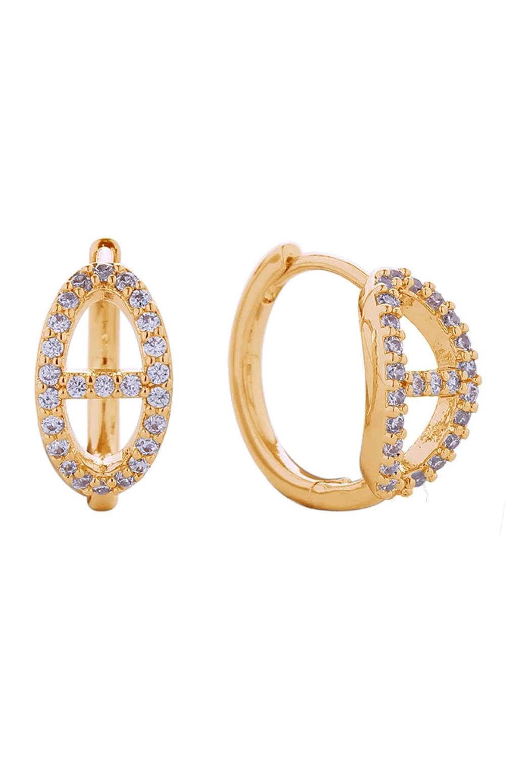 Elegance 14K Farandole Pave CZ Huggie Earrings