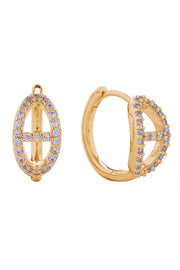Elegance 14K Farandole Pave CZ Huggie Earrings