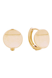 14K Flat Disk Huggie Earrings