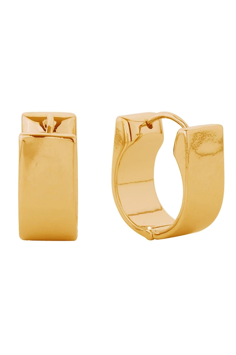 14K Flat Top Huggie Earrings