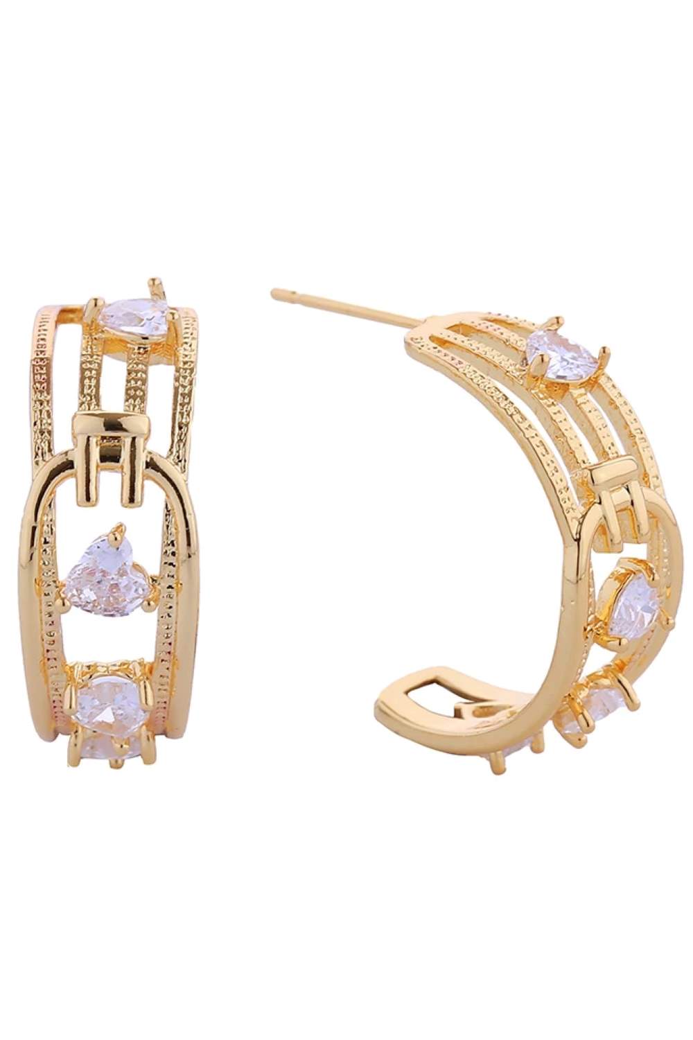 14K Fusion Hoop Pave CZ Post Earring