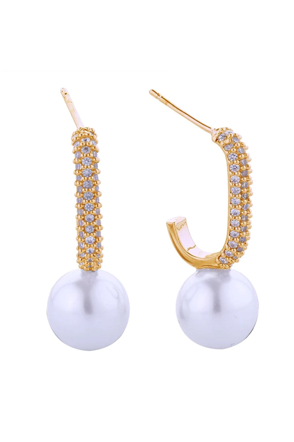 14K Glamorous Link Pearl Post Earrings