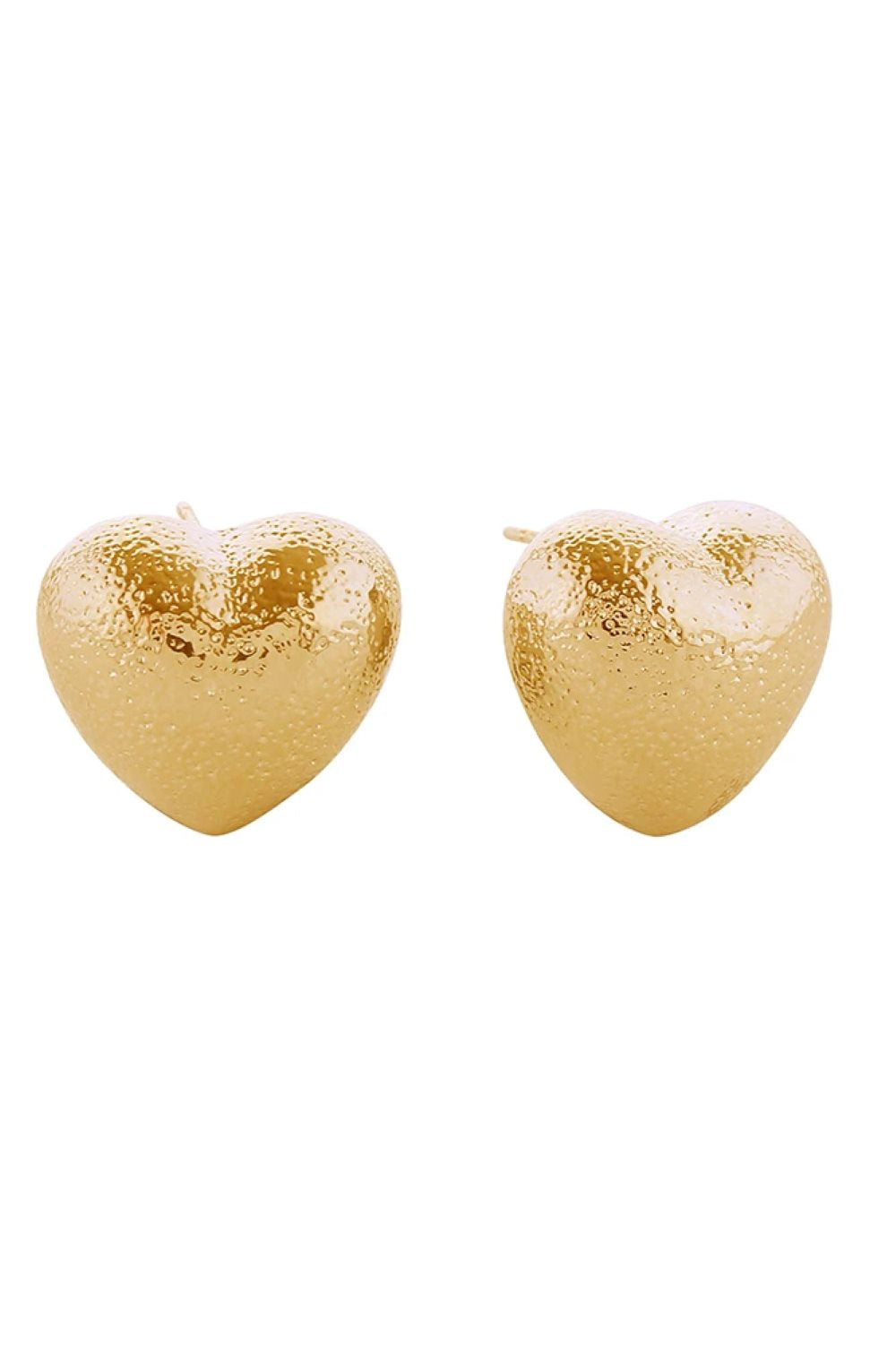 14K Glitter Texture Heart Post Earring