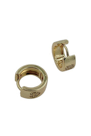 14K Gold Dipped Huggie Hoop Cz Paved