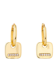 14K Dipped Huggie Earring Cz Paved