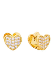 Elegant 14K Gold/White Dipped Huggie Earring Cz Paved