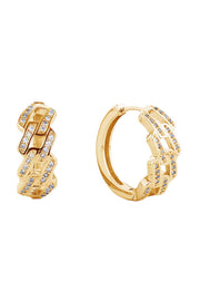 Elegant 14K Dipped Huggie Hoop Cz Paved Earring