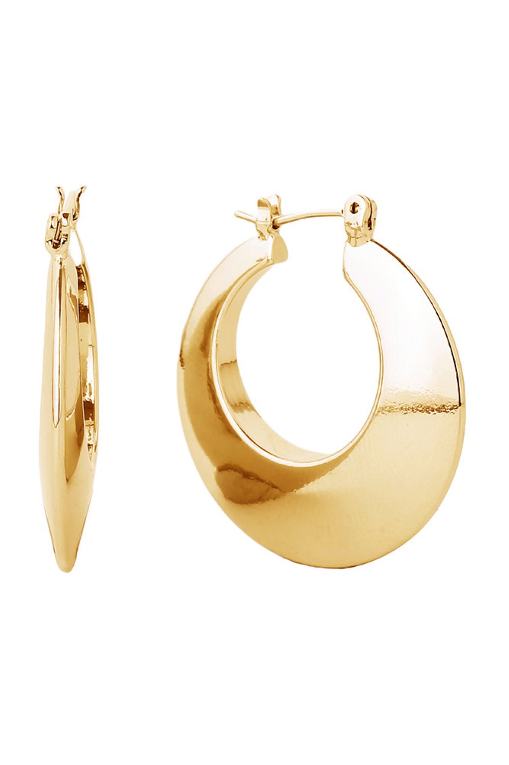 14K Gold/White Dipped Pin Catch Hoop Earring