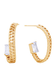 14K Dipped Post Earring Cz Paved