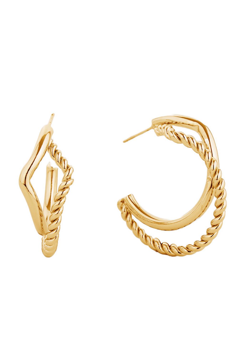 14K Gold/White Dipped Post Hoop Earring