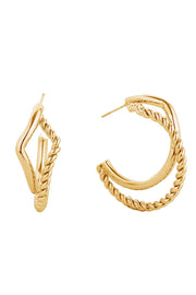 14K Gold/White Dipped Post Hoop Earring