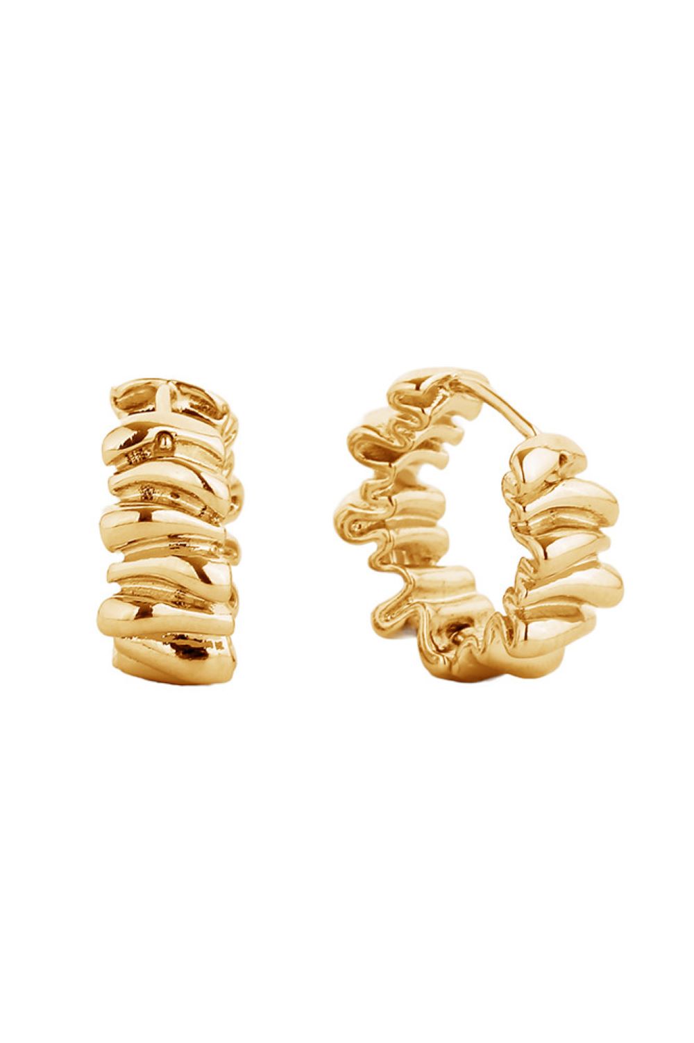 Breathtaking 14K Gold/White Gold Dipped Huggie Hoop