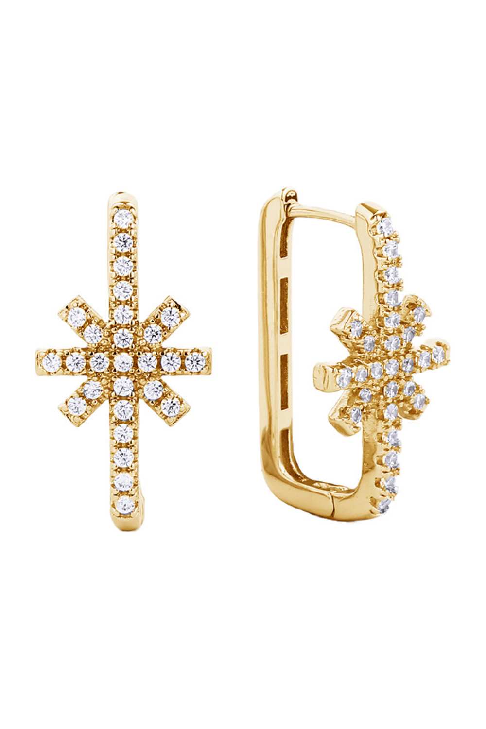 Radiant 14K Gold/White Gold Dipped Huggie Hoop Cz Paved