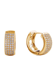 Trendy 14K Gold/White Gold Dipped Huggie Hoop Cz Paved