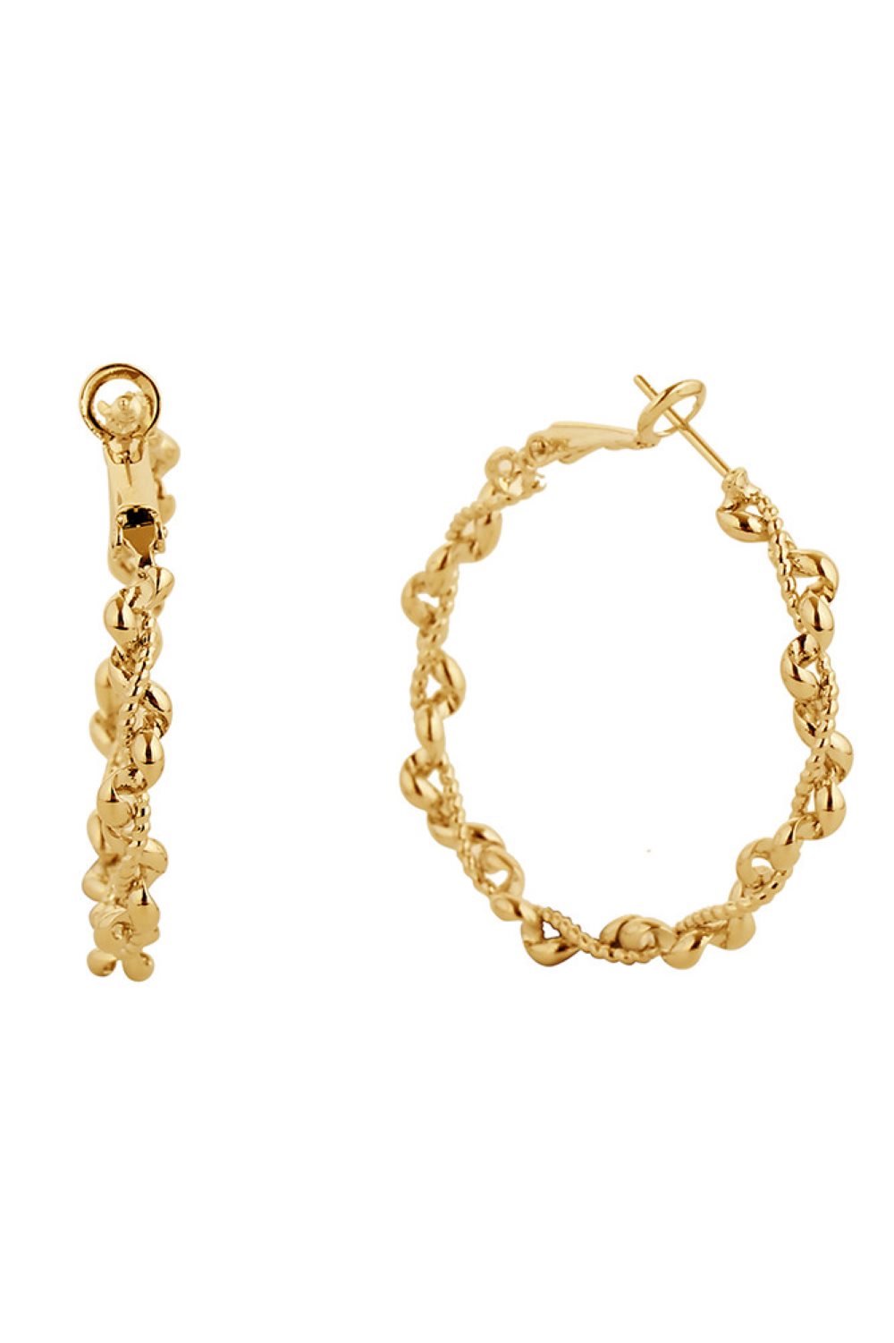 Graceful 14K Gold White Gold Dipped Omega Closure Hoop