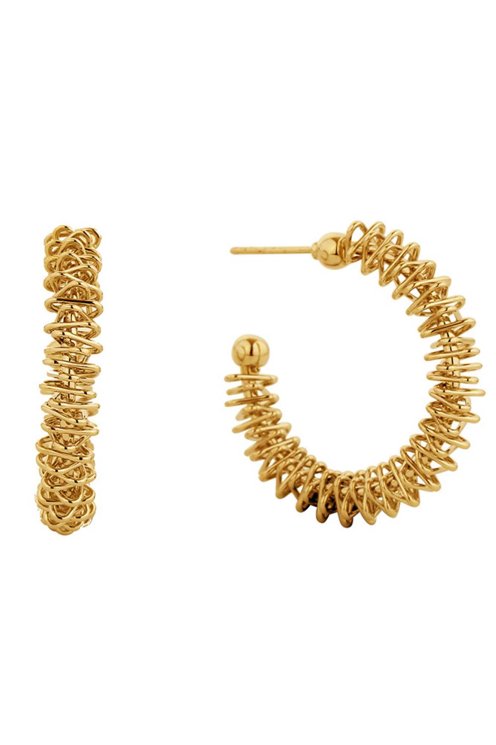 Graceful 14K Gold/White Gold Dipped Post Hoop