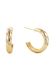Splendid 14K Gold/White Gold Dipped Post Hoop Cz Paved