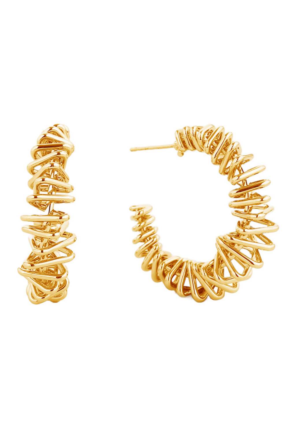 Mesmerizing 14K Gold White Gold Dipped Post Hoop