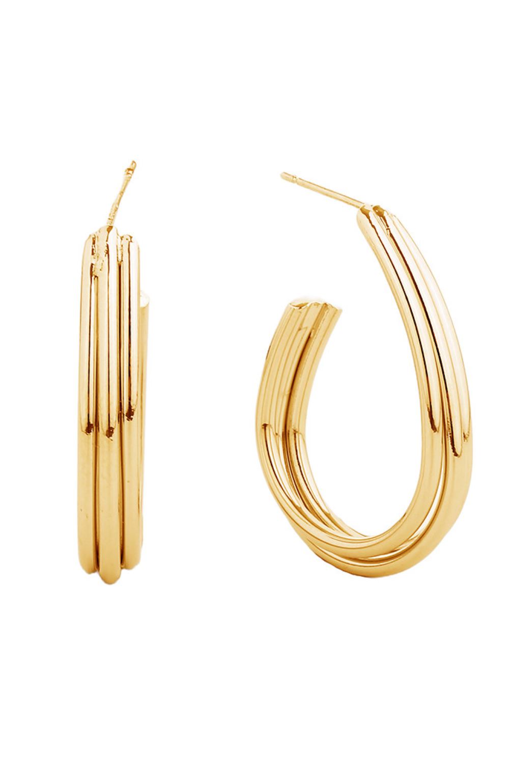 Fabulous 14K Gold/White Gold Dipped Post Hoop