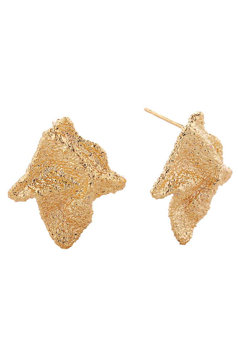 14K Grain Texture Crinkle Post Earrings