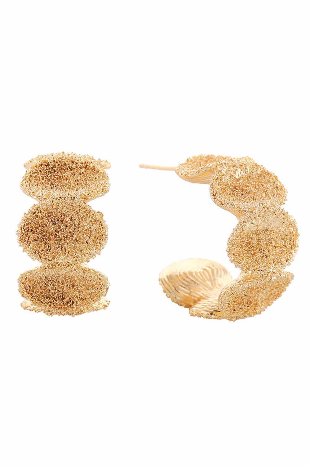 14K Grain Texture Grumple Post Earrings