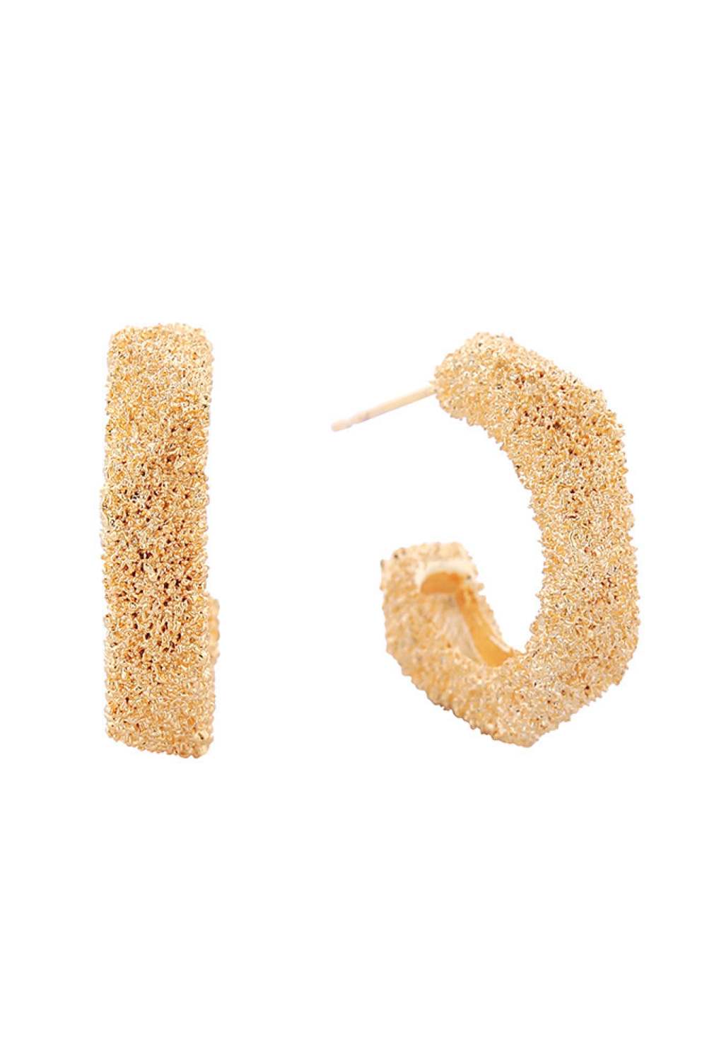 14K Grain Texture Post Earrings