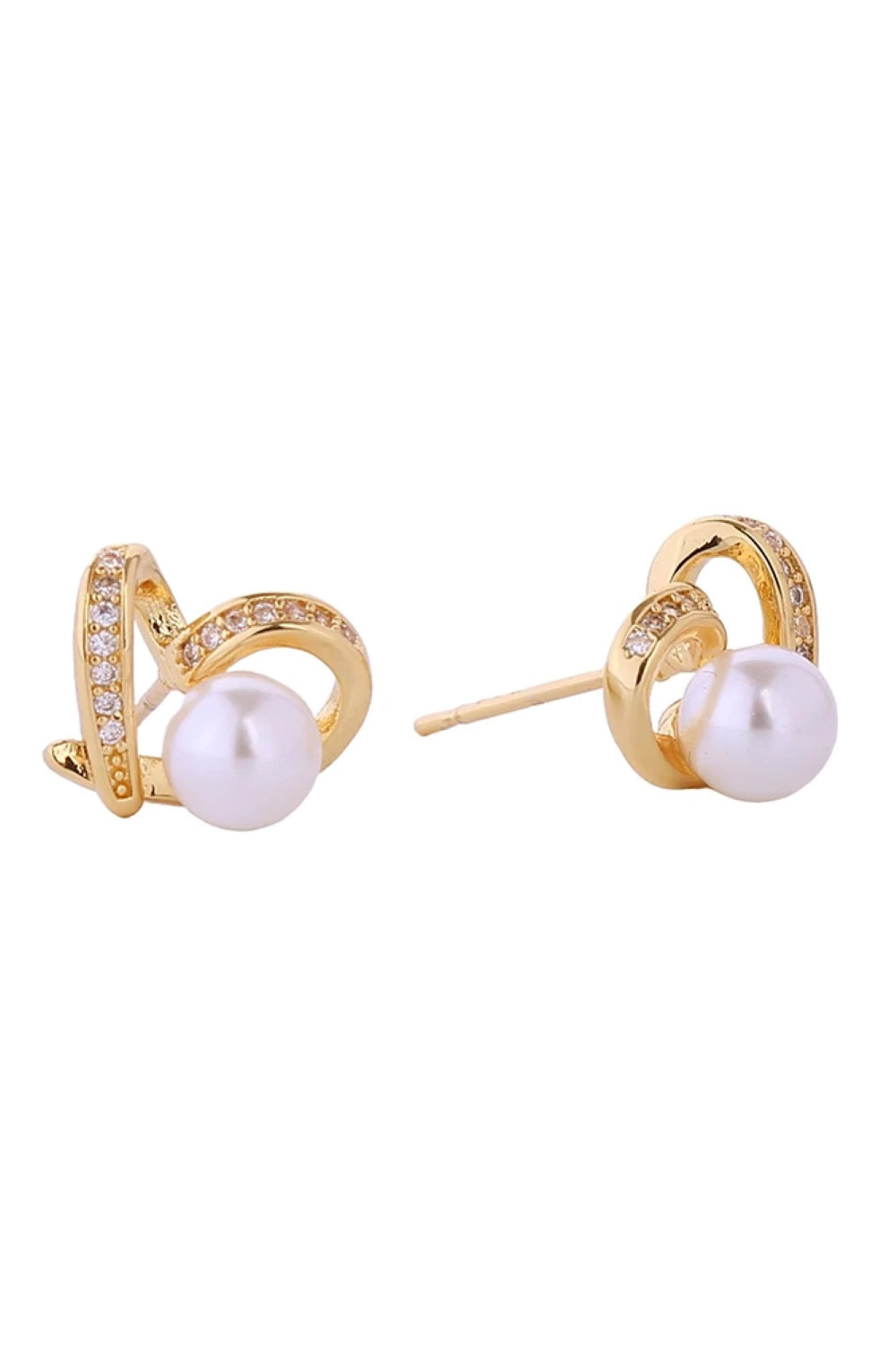 14K Heart Pearl Post Earrings