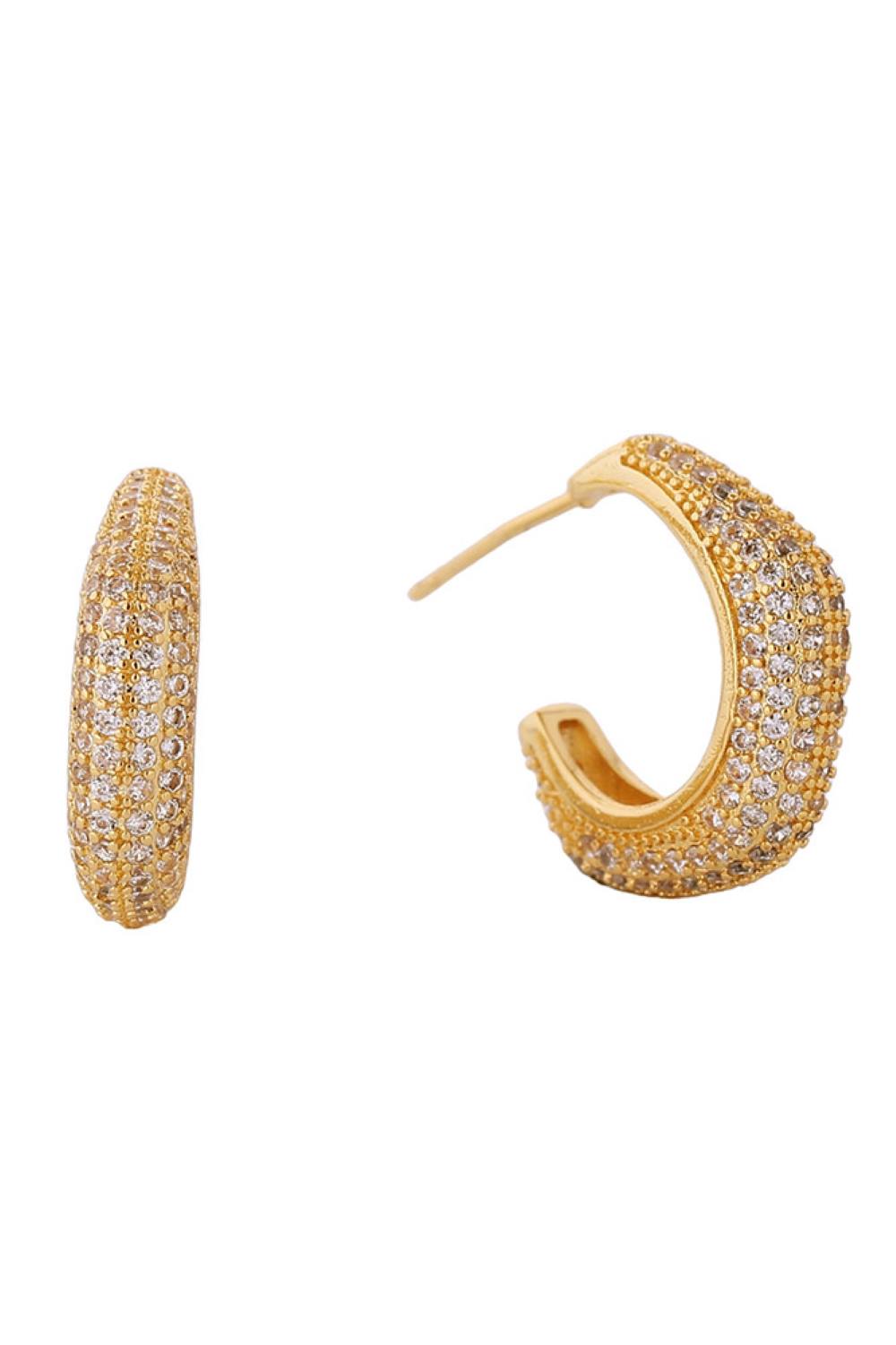 14K Hexagon Pave CZ Post Earrings