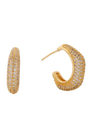 14K Hexagon Pave CZ Post Earrings