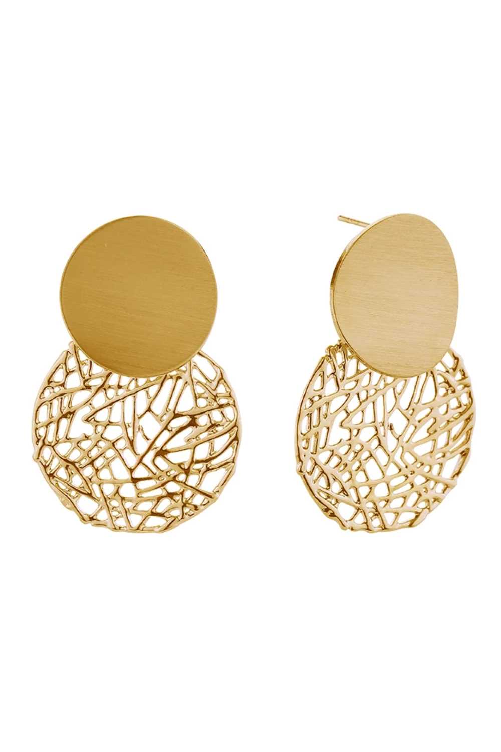 14K Hollow Out Button Post Earrings