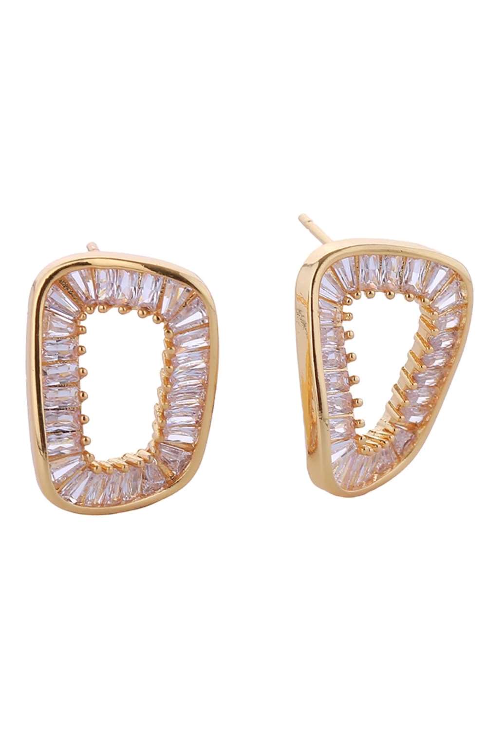 14K Hollow Oval Pave CZ Post Earring
