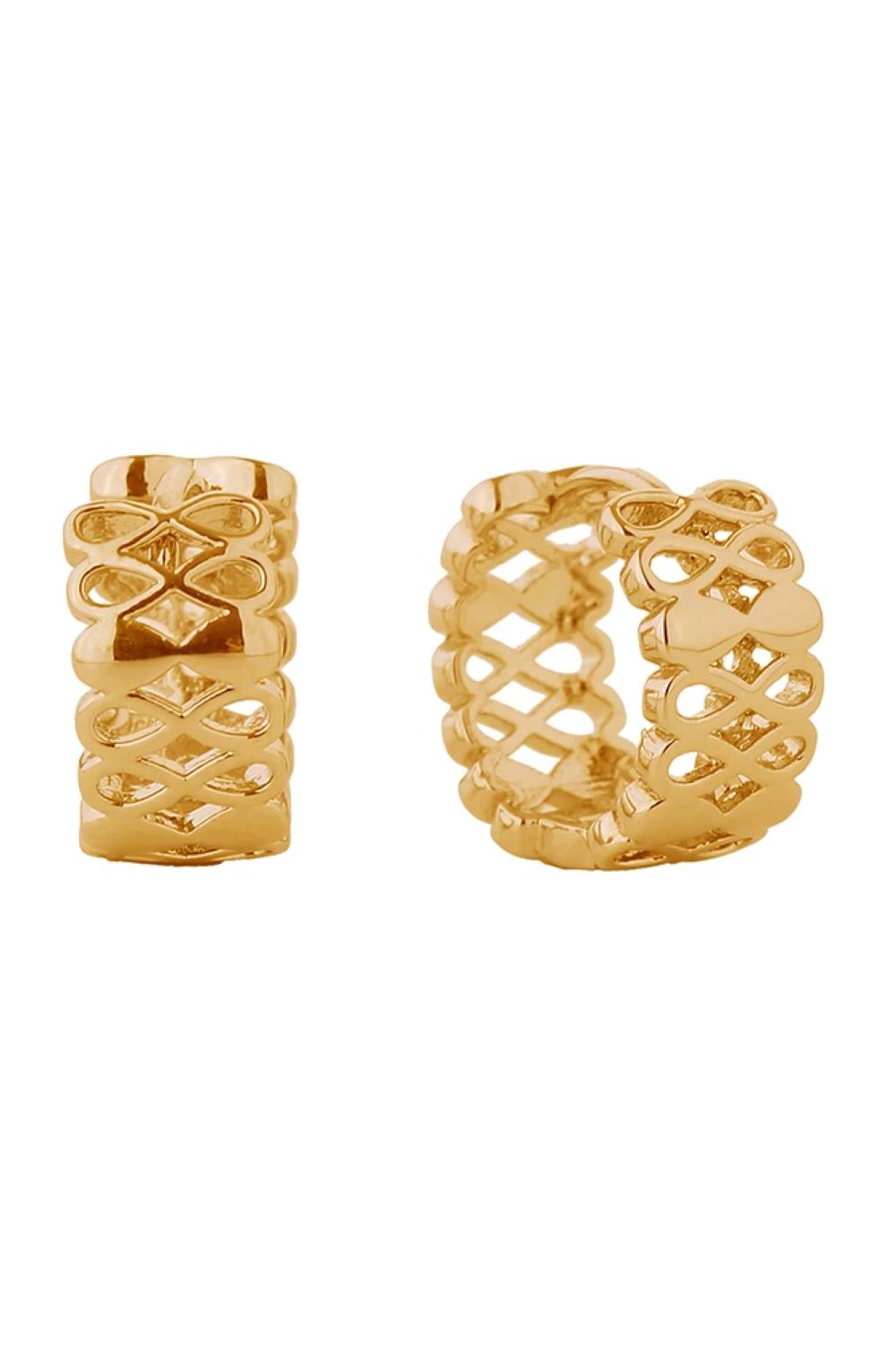 14K Infinity Huggie Hoop Earrings