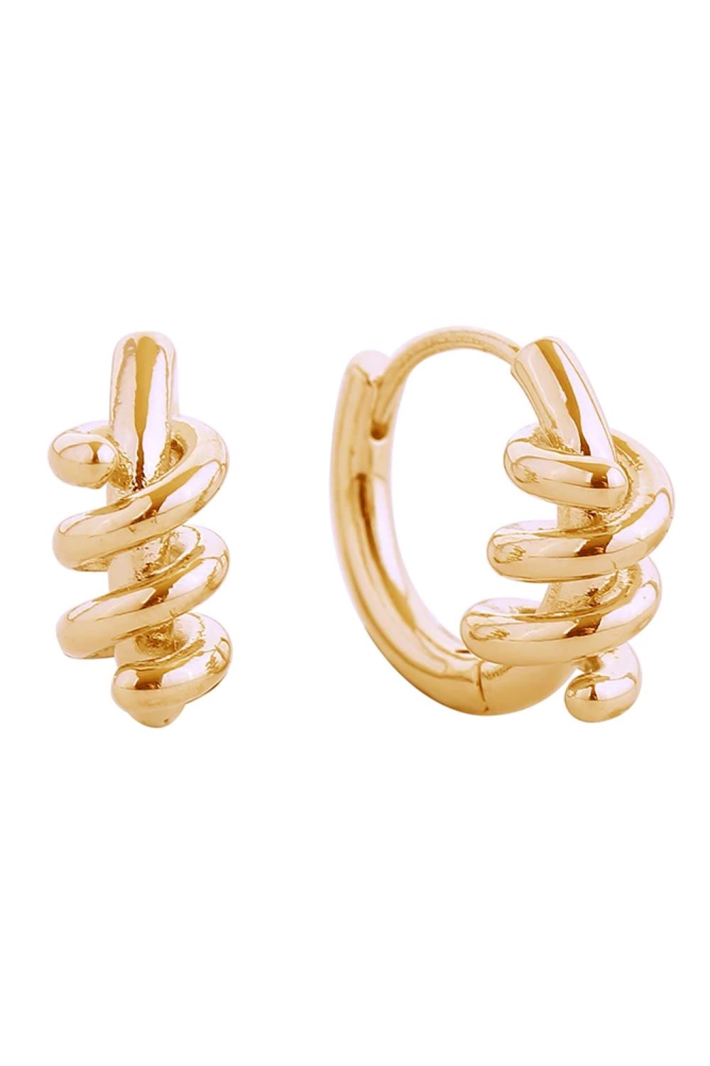14K Knot Double Huggie Earring